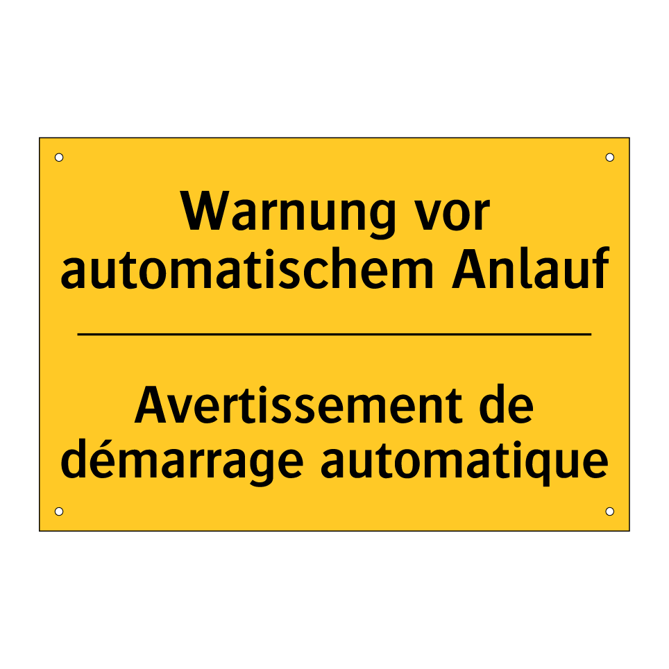 Warnung vor automatischem Anlauf /.../ - Avertissement de démarrage automatique /.../