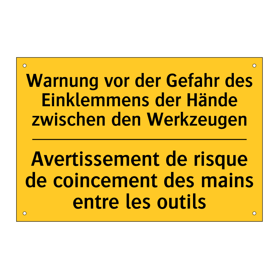 Warnung vor der Gefahr des Einklemmens  /.../ - Avertissement de risque de coincement  /.../