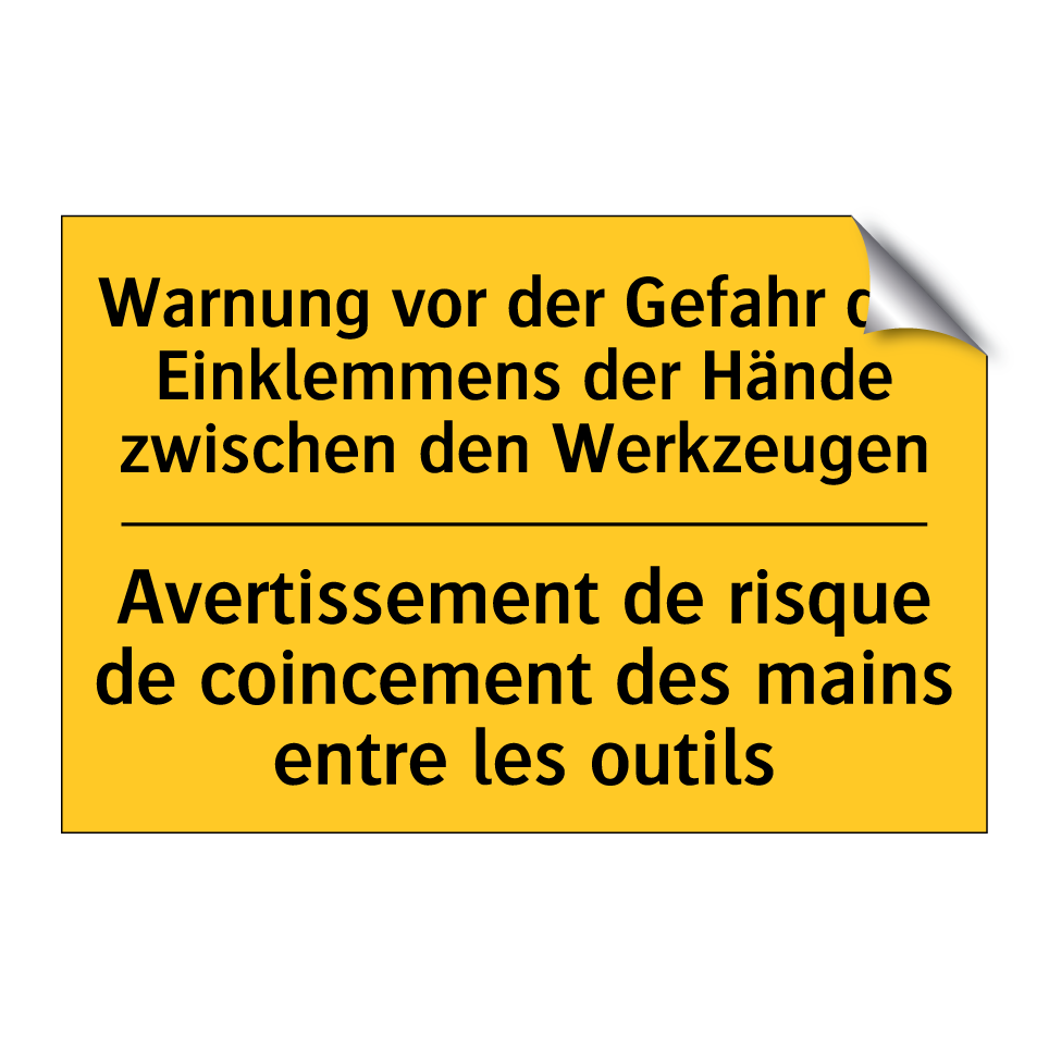 Warnung vor der Gefahr des Einklemmens  /.../ - Avertissement de risque de coincement  /.../