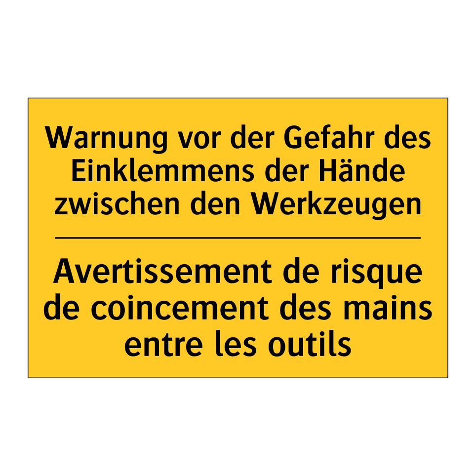Warnung vor der Gefahr des Einklemmens  /.../ - Avertissement de risque de coincement  /.../
