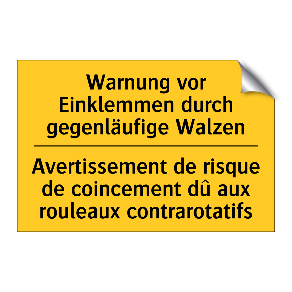 Warnung vor Einklemmen durch gegenläufige  /.../ - Avertissement de risque de coincement  /.../