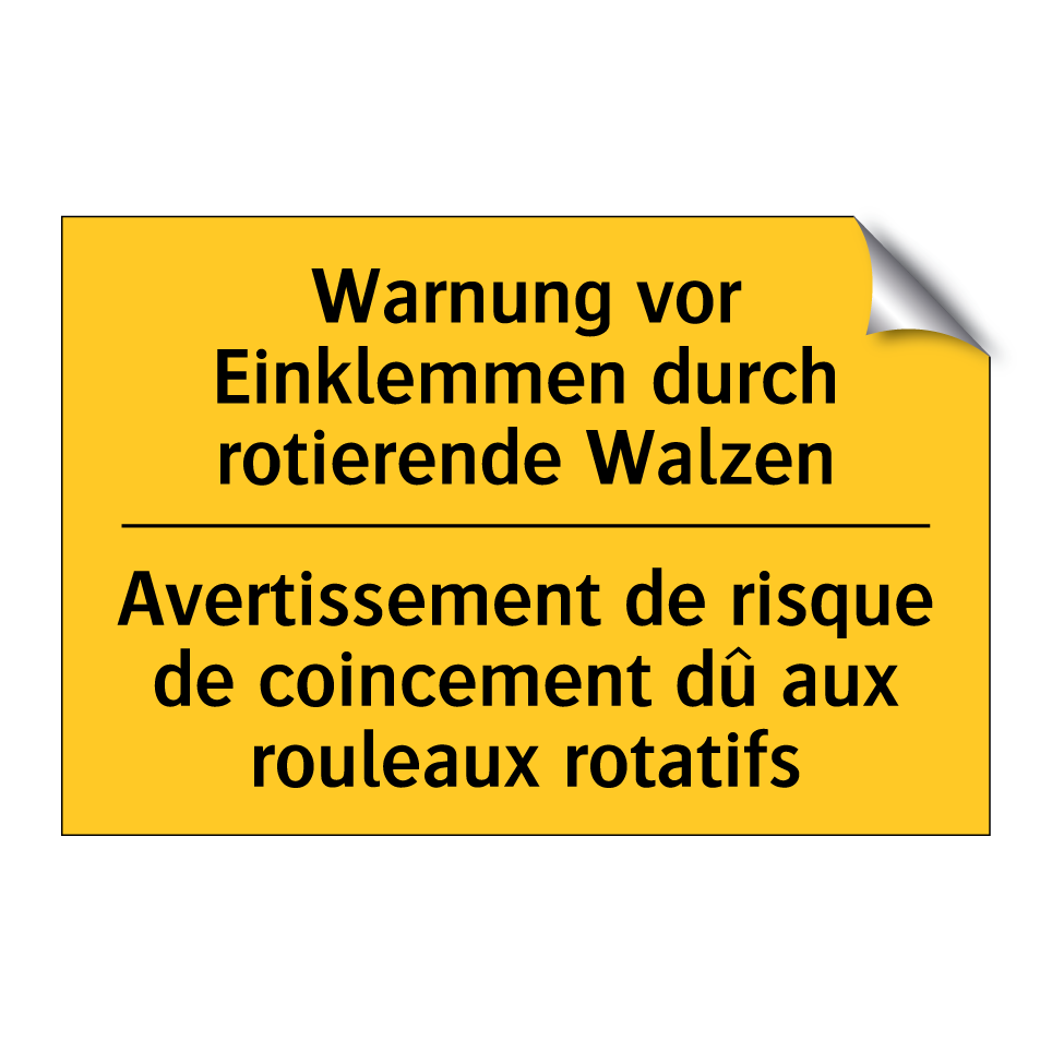 Warnung vor Einklemmen durch rotierende  /.../ - Avertissement de risque de coincement  /.../