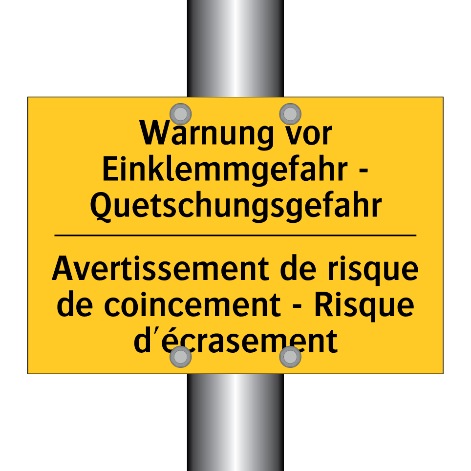 Warnung vor Einklemmgefahr - Quetschungsgefahr /.../ - Avertissement de risque de coincement  /.../