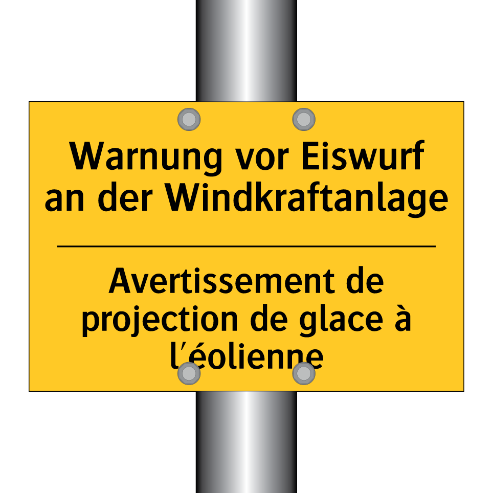 Warnung vor Eiswurf an der Windkraftanlage /.../ - Avertissement de projection de  /.../