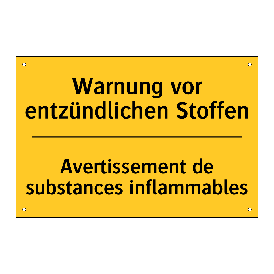 Warnung vor entzündlichen Stoffen /.../ - Avertissement de substances inflammables /.../