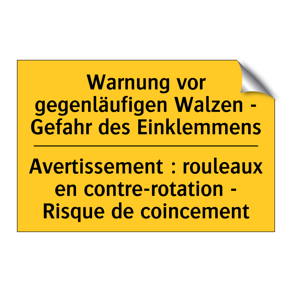 Warnung vor gegenläufigen Walzen  /.../ - Avertissement : rouleaux en contre-rotation  /.../