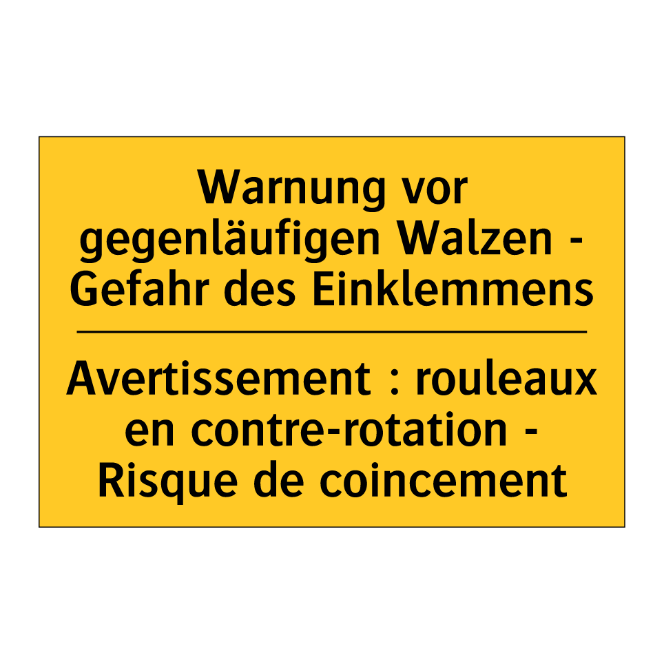 Warnung vor gegenläufigen Walzen  /.../ - Avertissement : rouleaux en contre-rotation  /.../
