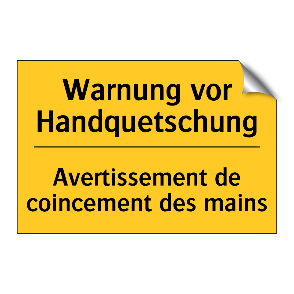 Warnung vor Handquetschung - Avertissement de coincement des  /.../
