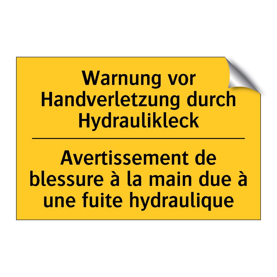 Warnung vor Handverletzung durch  /.../ - Avertissement de blessure à la  /.../