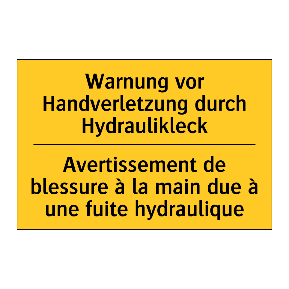 Warnung vor Handverletzung durch  /.../ - Avertissement de blessure à la  /.../
