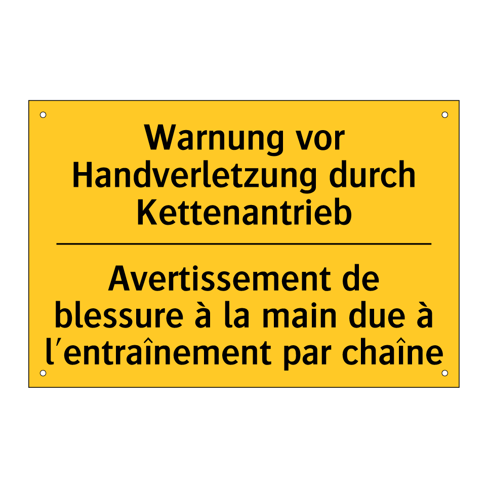 Warnung vor Handverletzung durch  /.../ - Avertissement de blessure à la  /.../