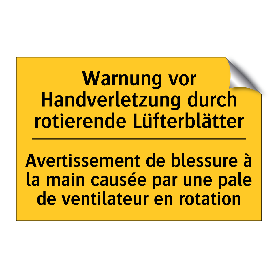 Warnung vor Handverletzung durch  /.../ - Avertissement de blessure à la  /.../