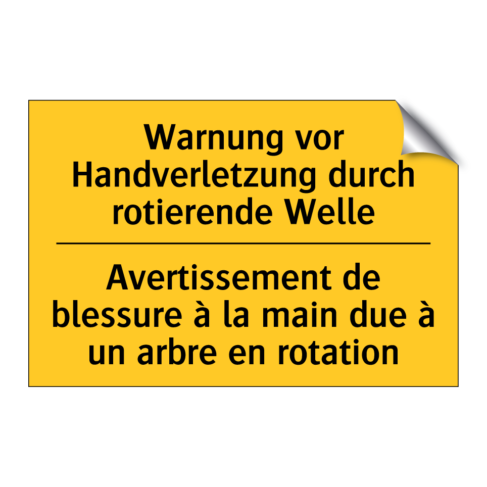 Warnung vor Handverletzung durch  /.../ - Avertissement de blessure à la  /.../