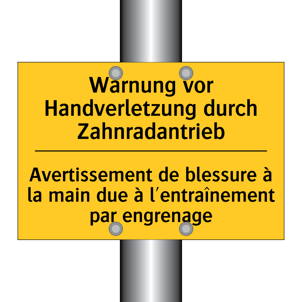 Warnung vor Handverletzung durch  /.../ - Avertissement de blessure à la  /.../