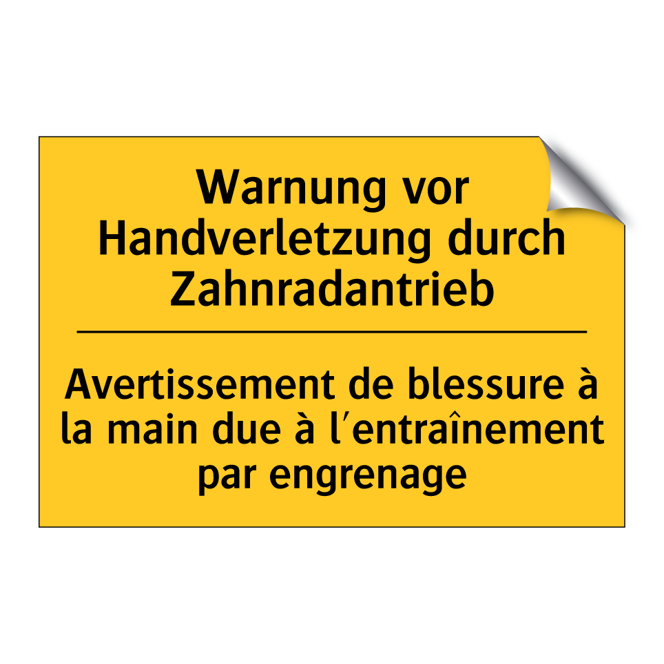 Warnung vor Handverletzung durch  /.../ - Avertissement de blessure à la  /.../