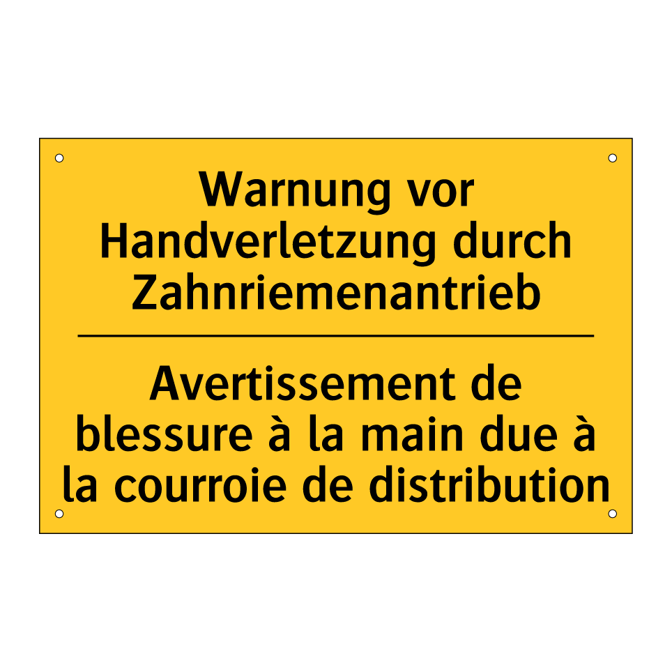 Warnung vor Handverletzung durch  /.../ - Avertissement de blessure à la  /.../