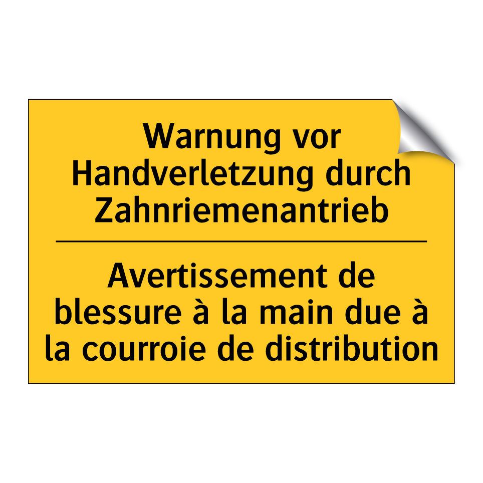 Warnung vor Handverletzung durch  /.../ - Avertissement de blessure à la  /.../