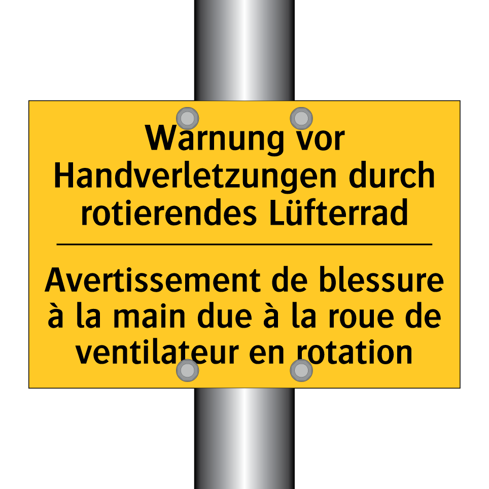 Warnung vor Handverletzungen durch  /.../ - Avertissement de blessure à la  /.../