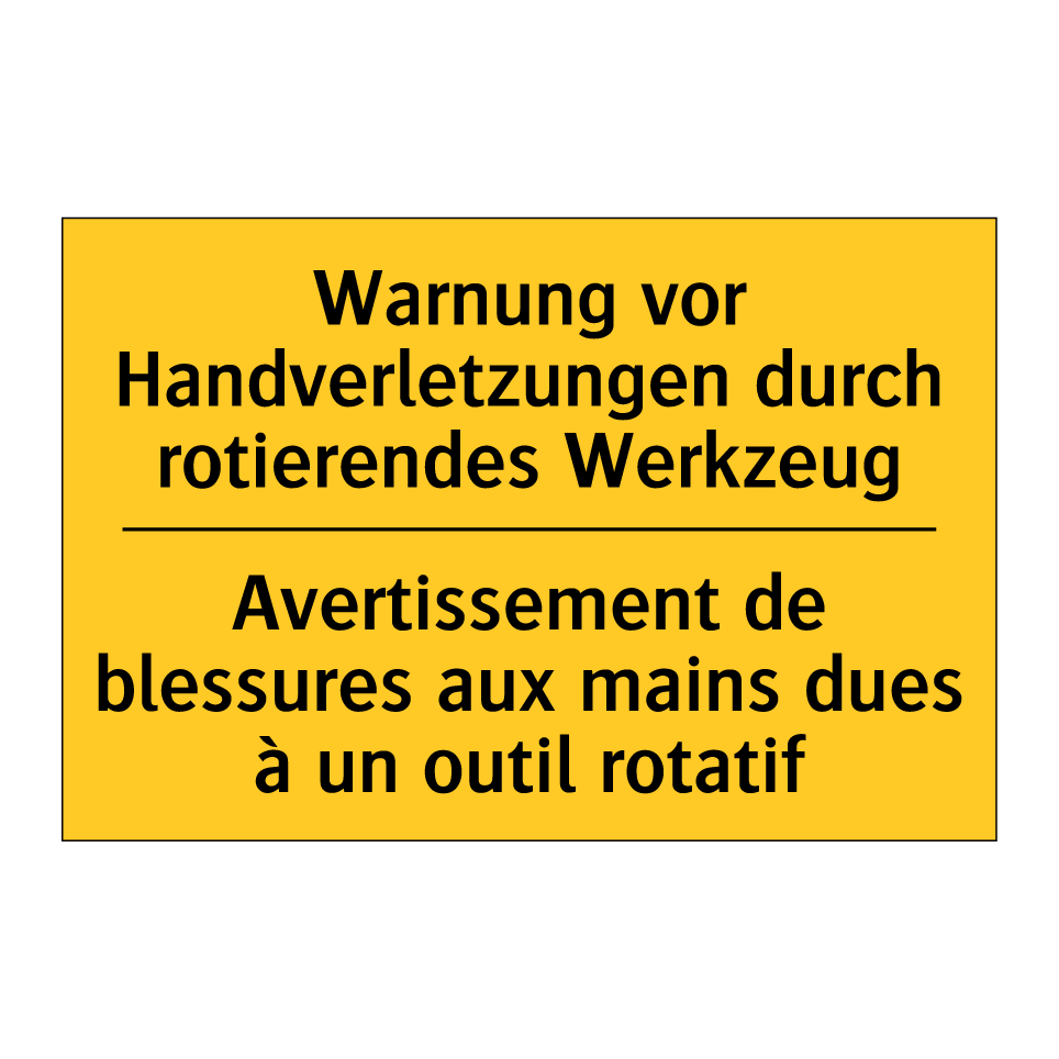 Warnung vor Handverletzungen durch  /.../ - Avertissement de blessures aux  /.../