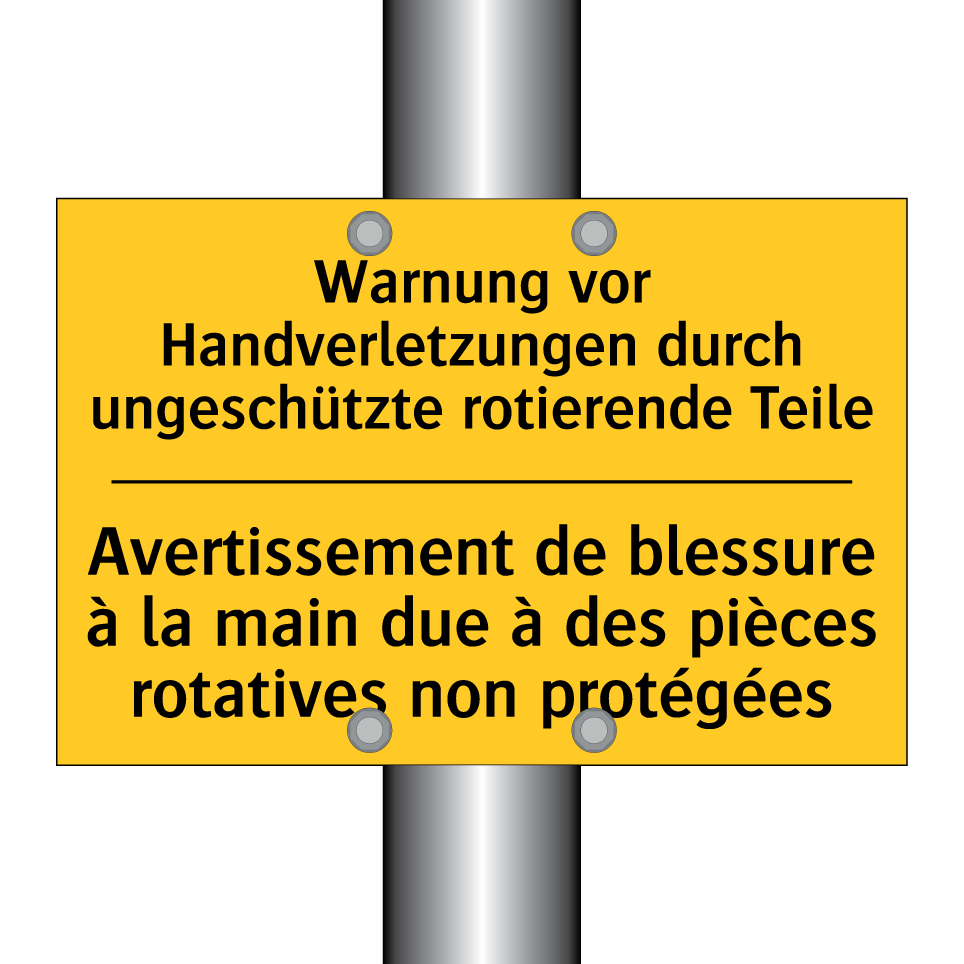 Warnung vor Handverletzungen durch  /.../ - Avertissement de blessure à la  /.../