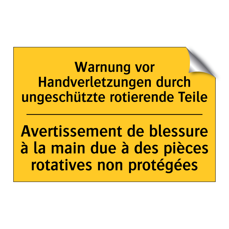 Warnung vor Handverletzungen durch  /.../ - Avertissement de blessure à la  /.../