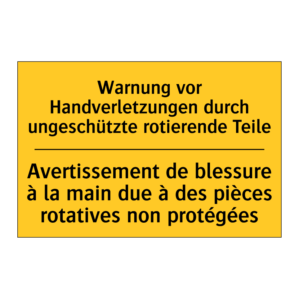 Warnung vor Handverletzungen durch  /.../ - Avertissement de blessure à la  /.../