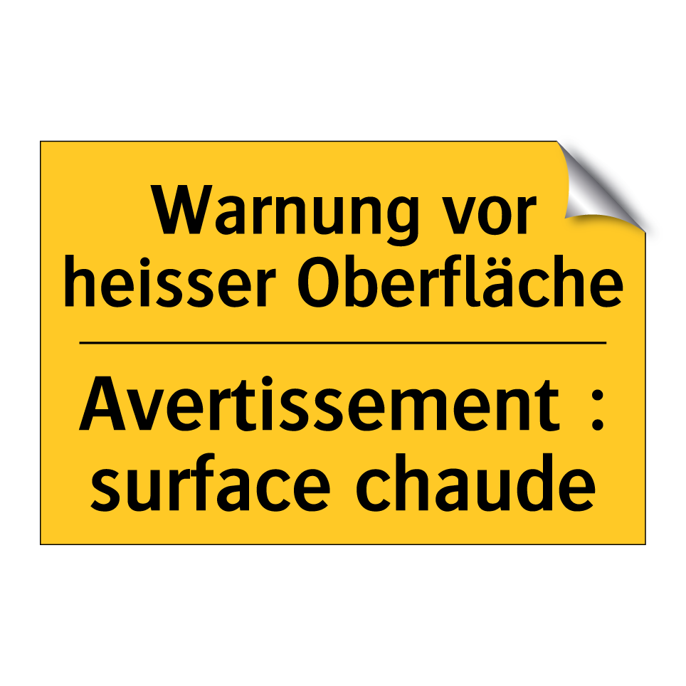 Warnung vor heisser Oberfläche - Avertissement : surface chaude