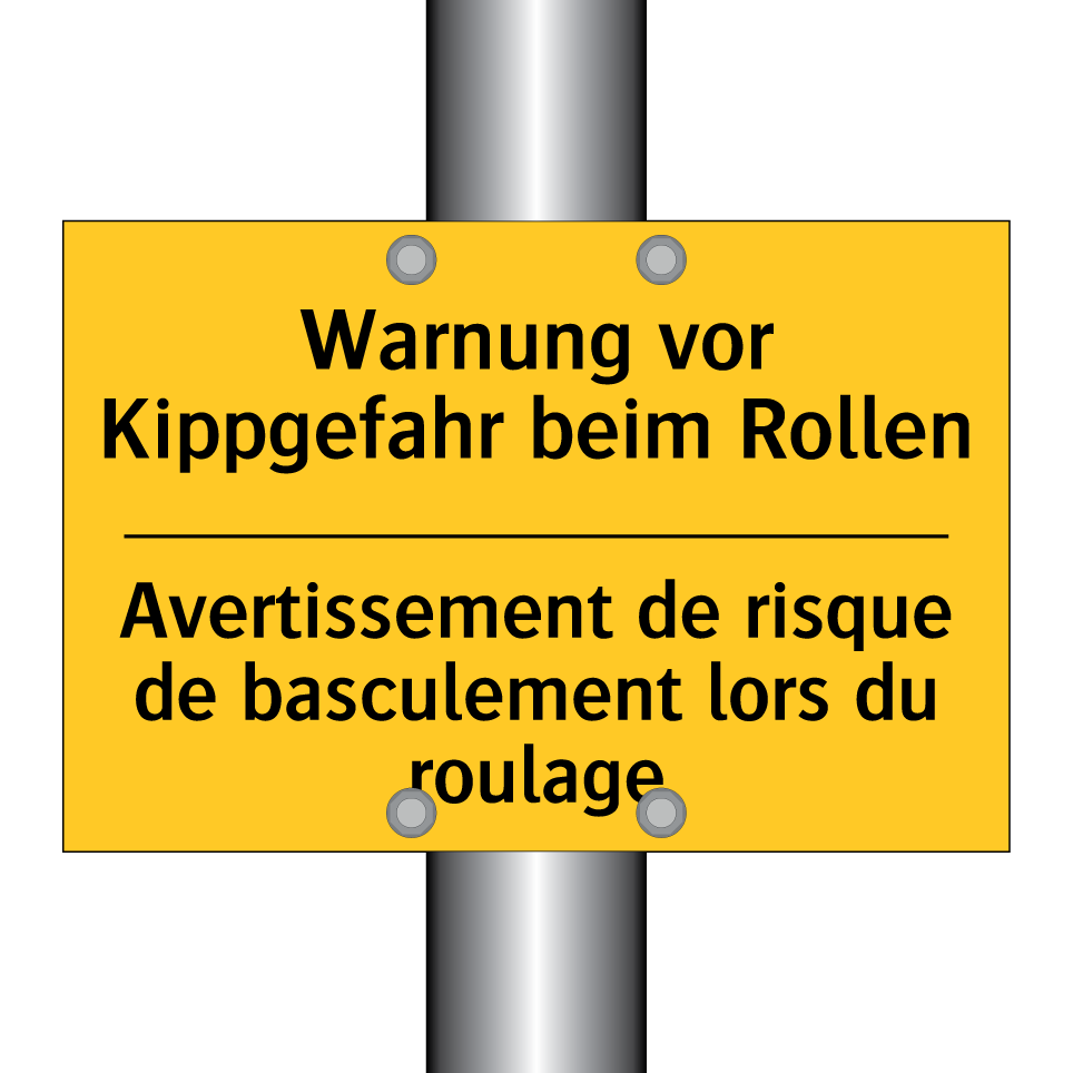 Warnung vor Kippgefahr beim Rollen /.../ - Avertissement de risque de basculement  /.../