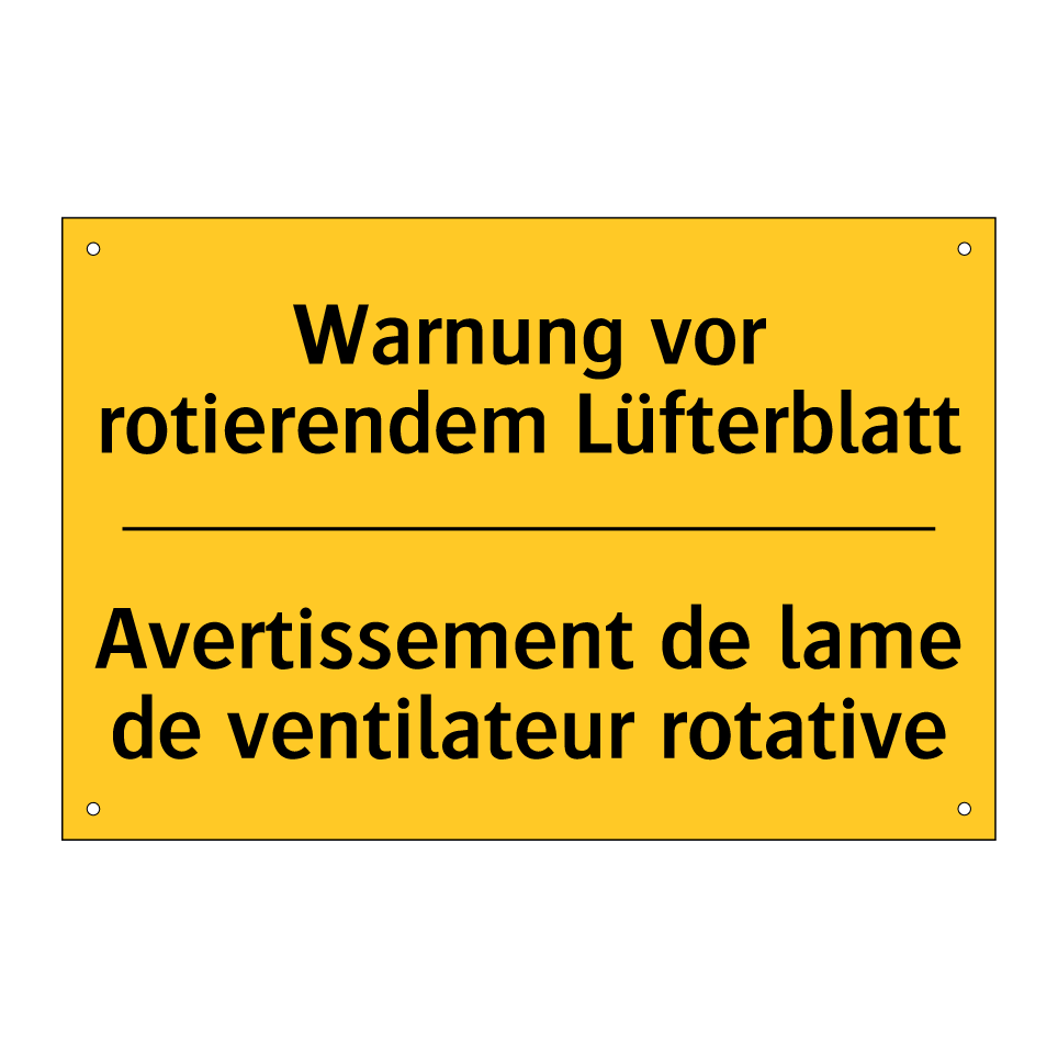 Warnung vor rotierendem Lüfterblatt /.../ - Avertissement de lame de ventilateur  /.../