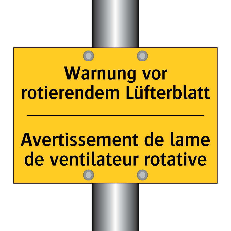 Warnung vor rotierendem Lüfterblatt /.../ - Avertissement de lame de ventilateur  /.../