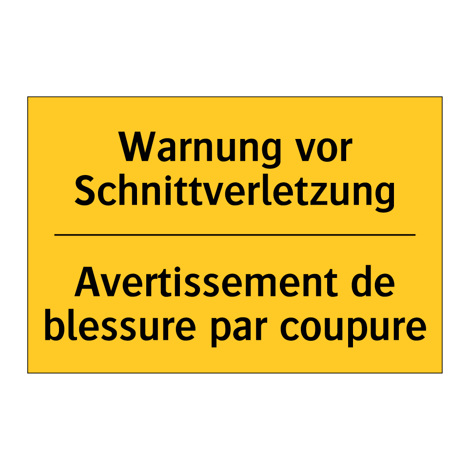 Warnung vor Schnittverletzung - Avertissement de blessure par  /.../