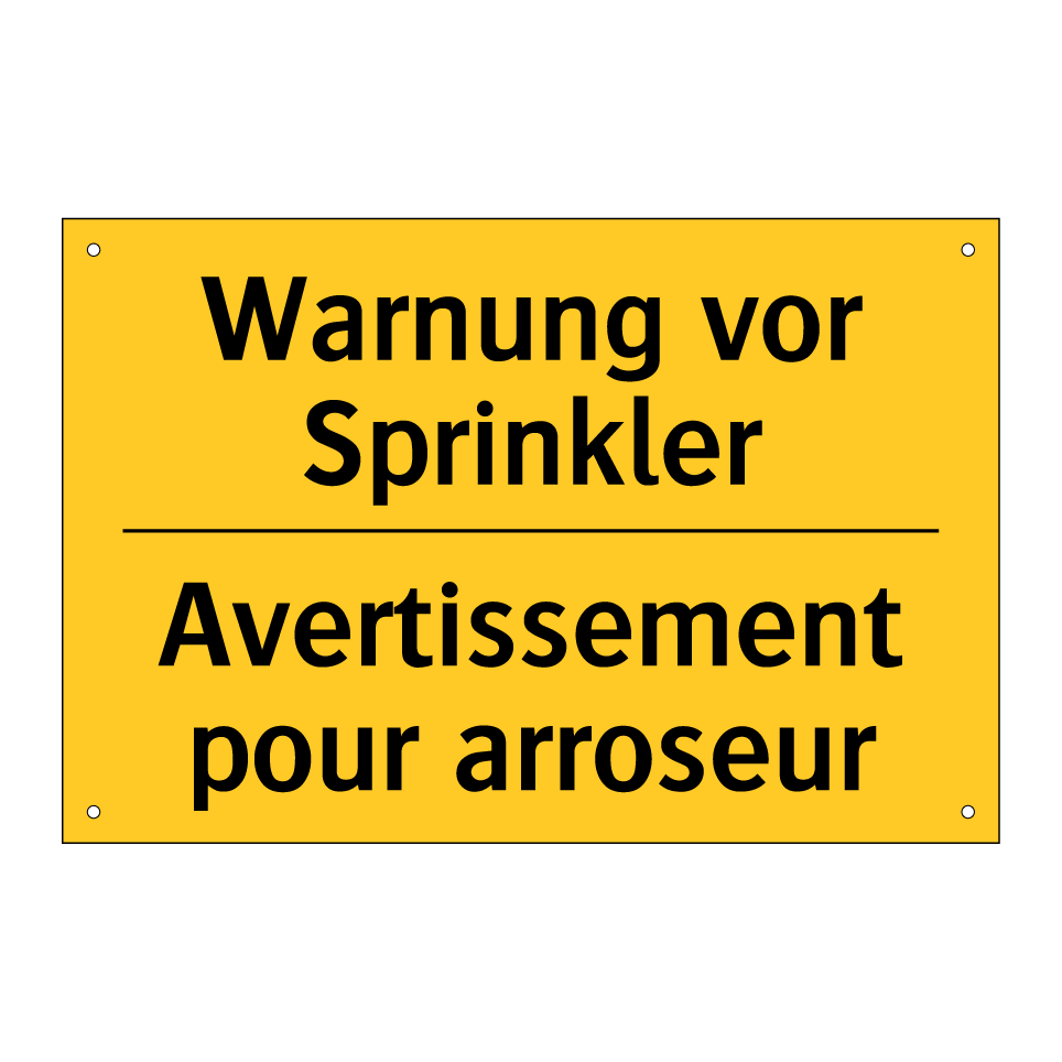 Warnung vor Sprinkler - Avertissement pour arroseur