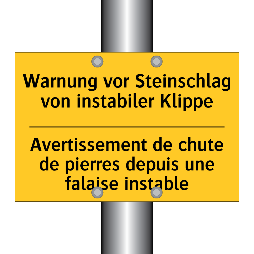Warnung vor Steinschlag von instabiler  /.../ - Avertissement de chute de pierres  /.../