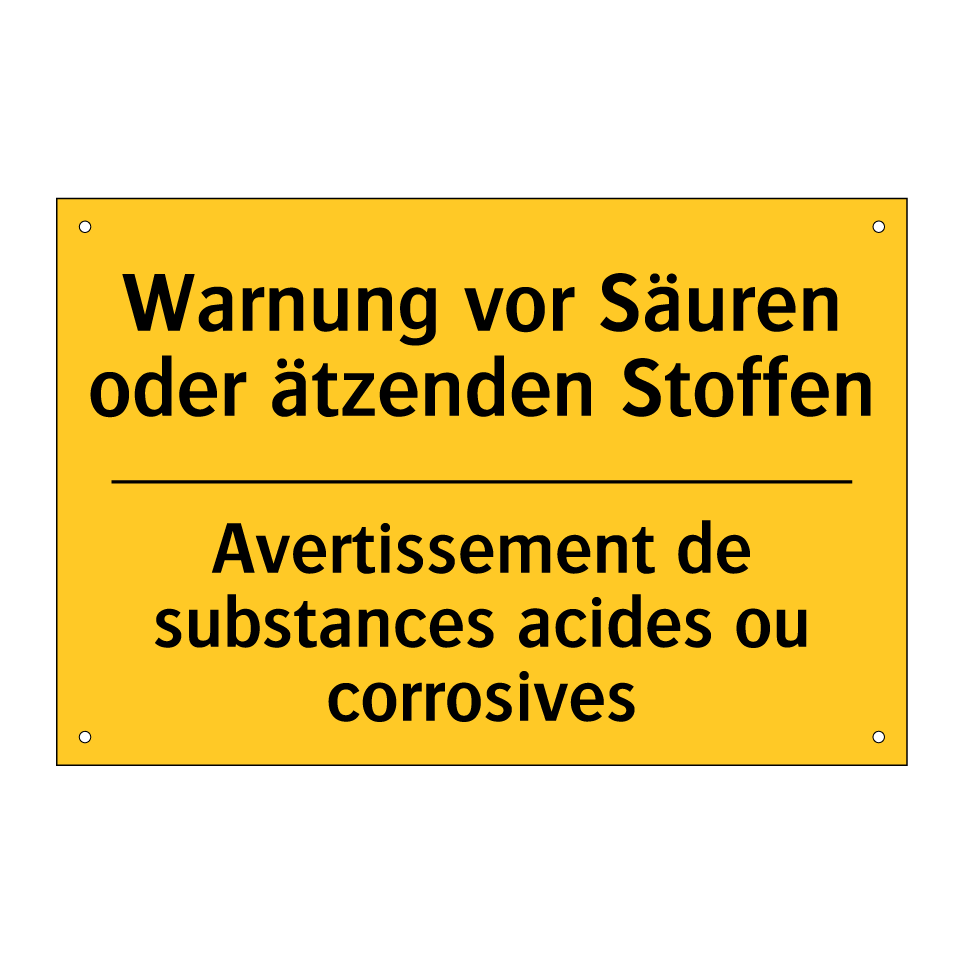 Warnung vor Säuren oder ätzenden  /.../ - Avertissement de substances acides  /.../