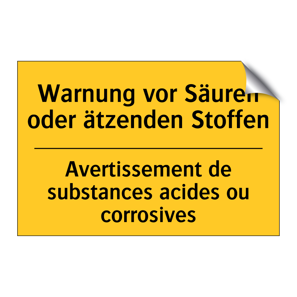 Warnung vor Säuren oder ätzenden  /.../ - Avertissement de substances acides  /.../