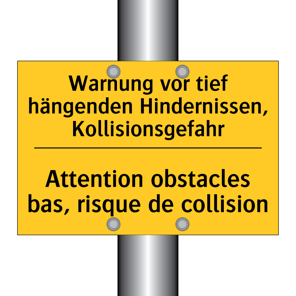 Warnung vor tief hängenden Hindernissen,  /.../ - Attention obstacles bas, risque  /.../