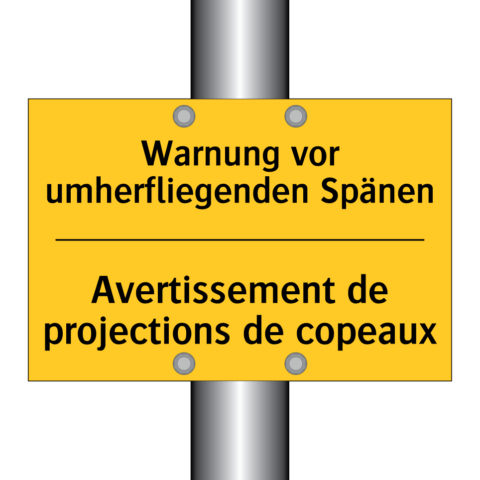 Warnung vor umherfliegenden Spänen /.../ - Avertissement de projections de  /.../