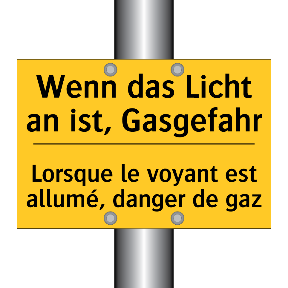 Wenn das Licht an ist, Gasgefahr /.../ - Lorsque le voyant est allumé,  /.../