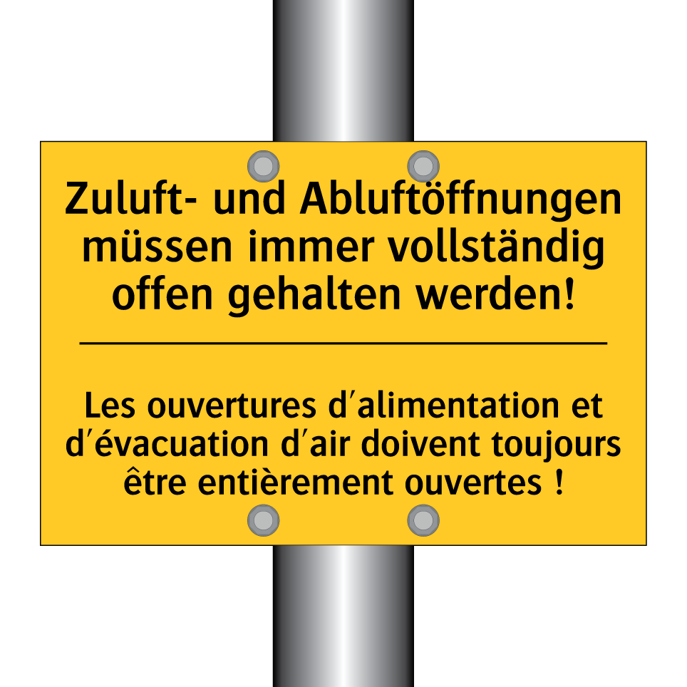 Zuluft- und Abluftöffnungen müssen  /.../ - Les ouvertures d'alimentation  /.../