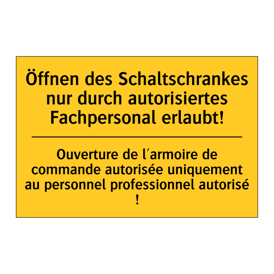 Öffnen des Schaltschrankes nur  /.../ - Ouverture de l'armoire de commande  /.../