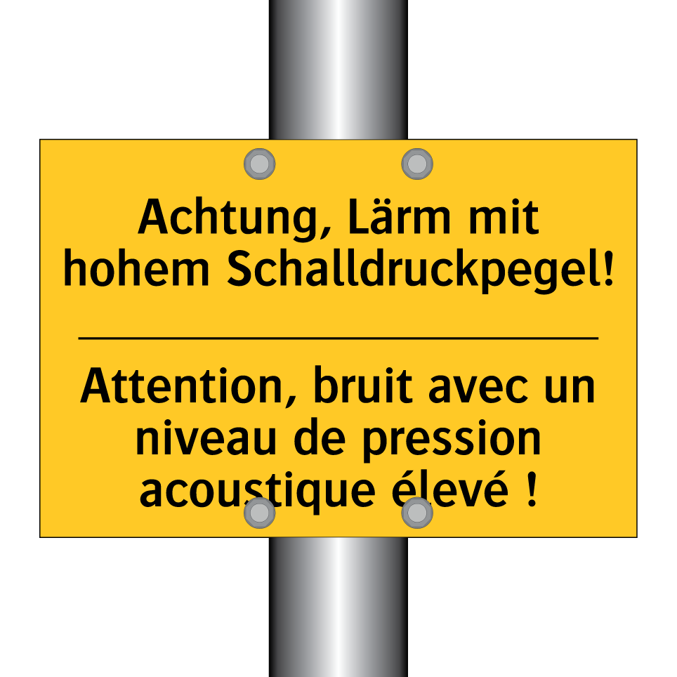 Achtung, Lärm mit hohem Schalldruckpegel! /.../ - Attention, bruit avec un niveau  /.../