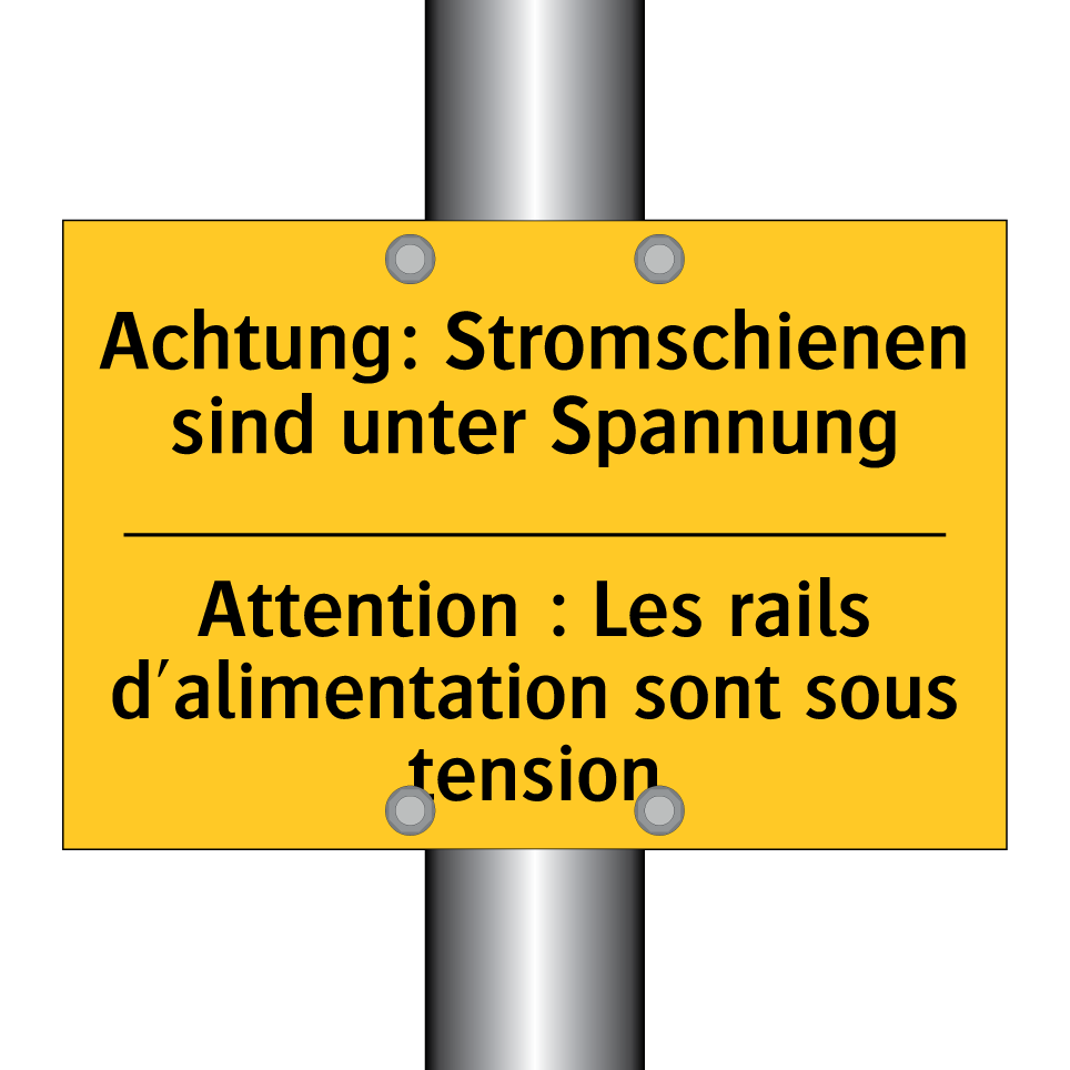 Achtung: Stromschienen sind unter  /.../ - Attention : Les rails d'alimentation  /.../