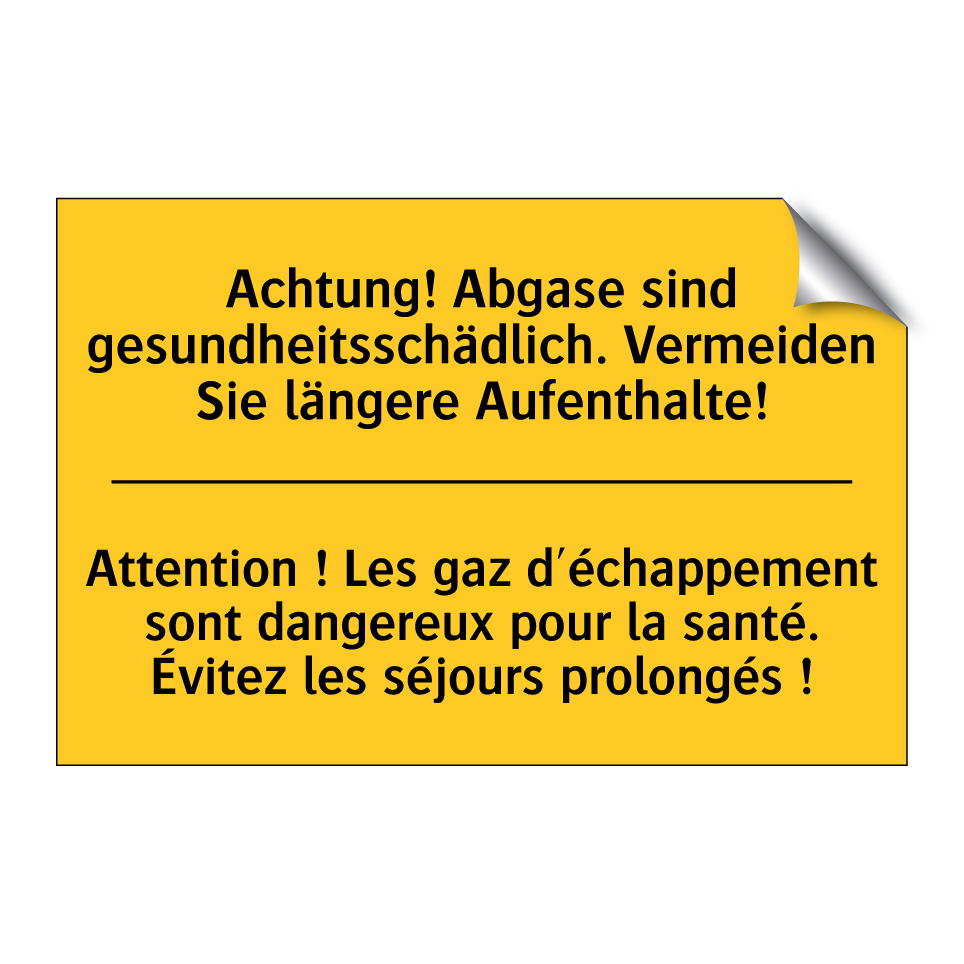 Achtung! Abgase sind gesundheitsschädlich.  /.../ - Attention ! Les gaz d'échappement  /.../
