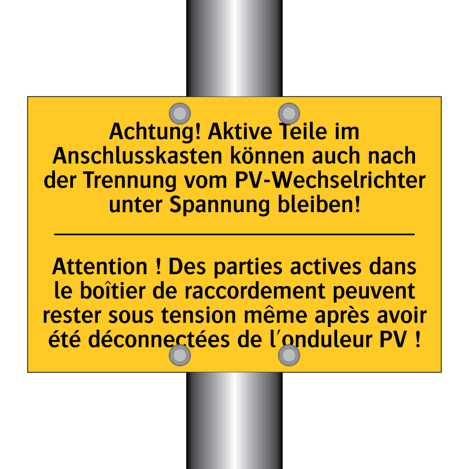 Achtung! Aktive Teile im Anschlusskasten  /.../ - Attention ! Des parties actives  /.../
