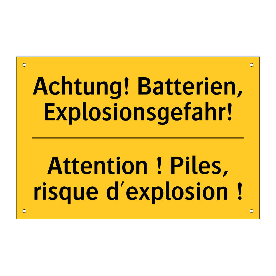 Achtung! Batterien, Explosionsgefahr! /.../ - Attention ! Piles, risque d'explosion  /.../