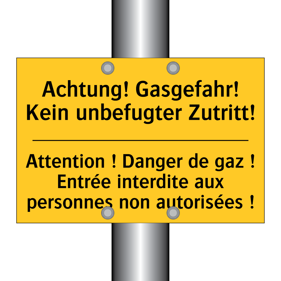 Achtung! Gasgefahr! Kein unbefugter  /.../ - Attention ! Danger de gaz ! Entrée  /.../