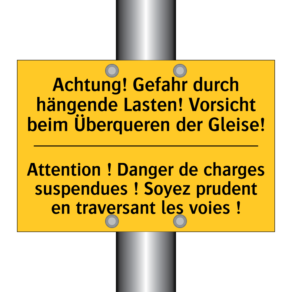Achtung! Gefahr durch hängende  /.../ - Attention ! Danger de charges  /.../