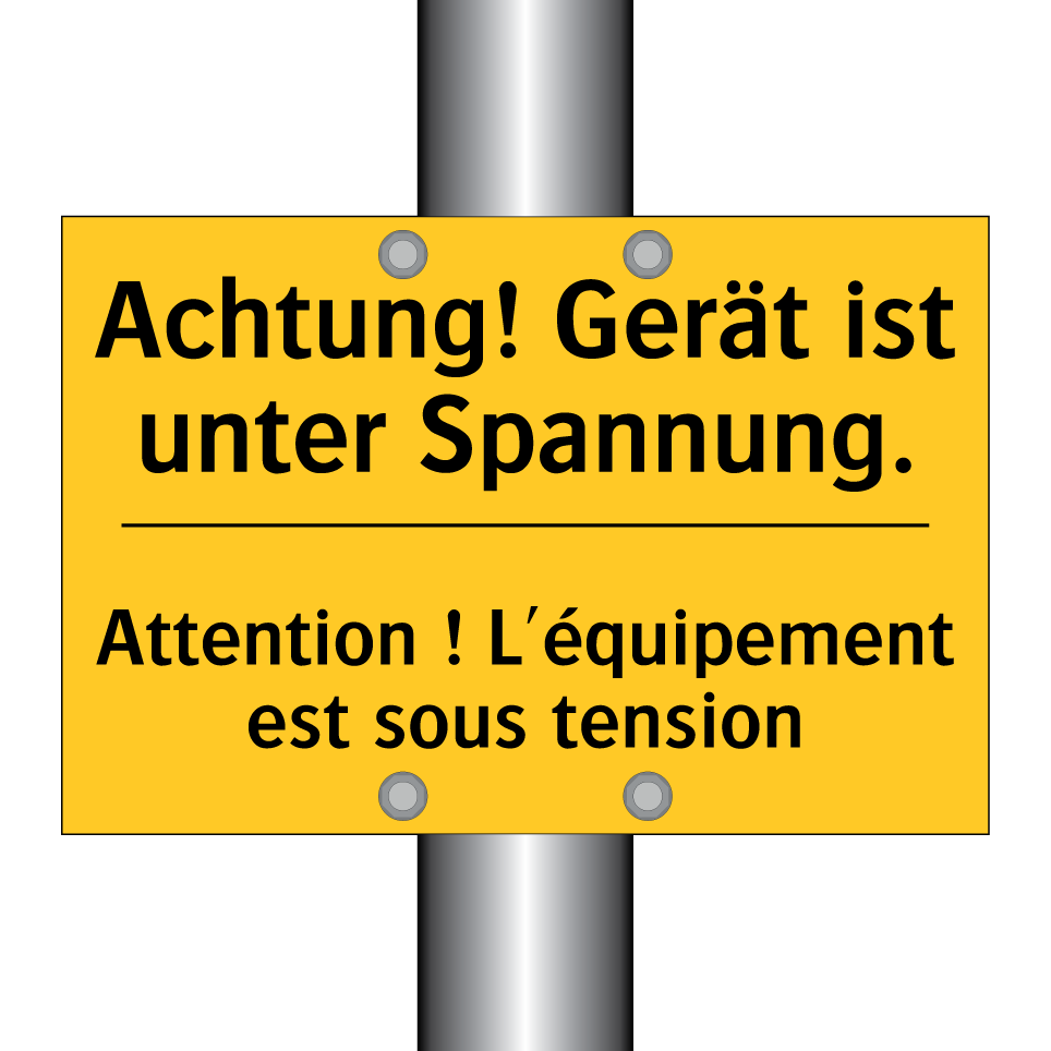 Achtung! Gerät ist unter Spannung. /.../ - Attention ! L'équipement est sous  /.../