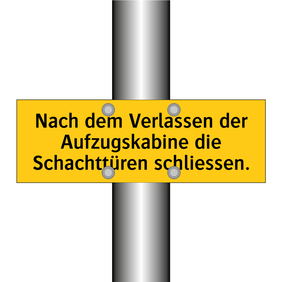 Nach dem Verlassen der Aufzugskabine die Schachttüren schliessen.