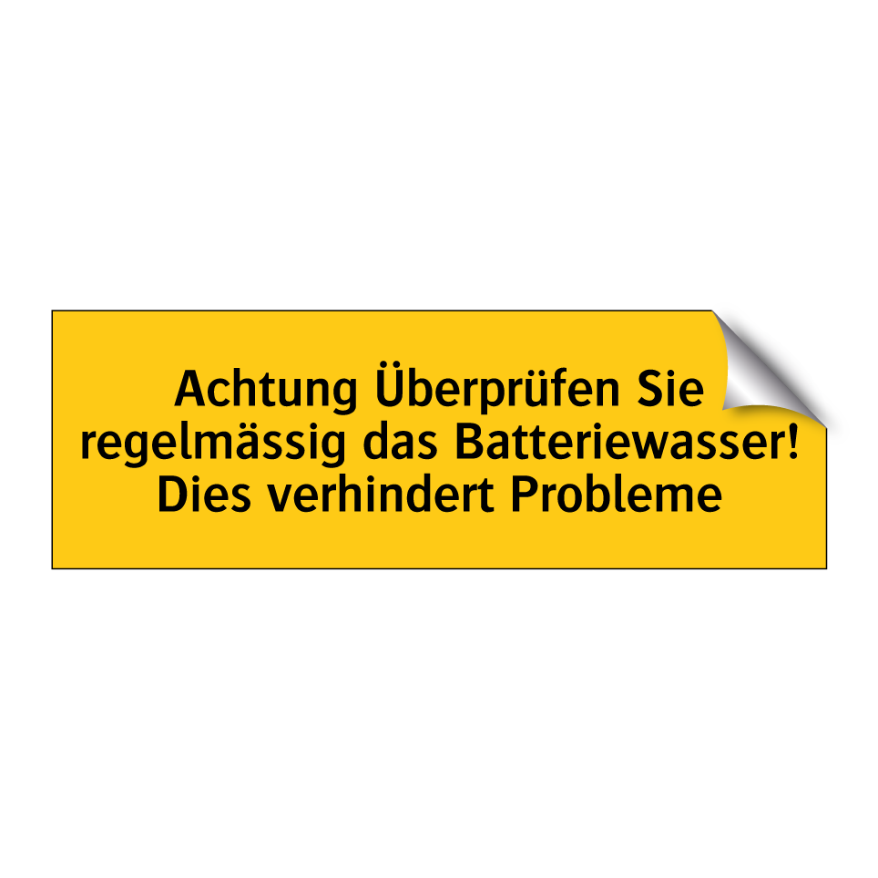 Achtung Überprüfen Sie regelmässig das Batteriewasser! Dies verhindert Probleme